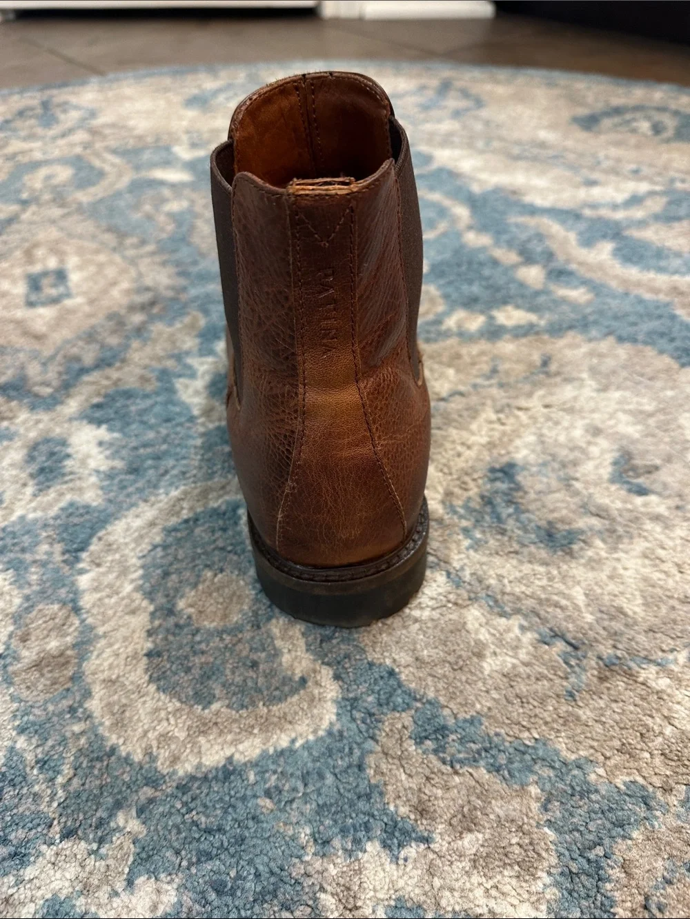 Men's Patina Brown Leather Slip-On Chelsea Boots